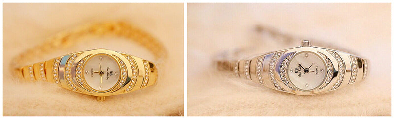 Damen-Goldarmbanduhr mit Diamanten, modische Damenarmbanduhr, Damen-Volldiamantuhr