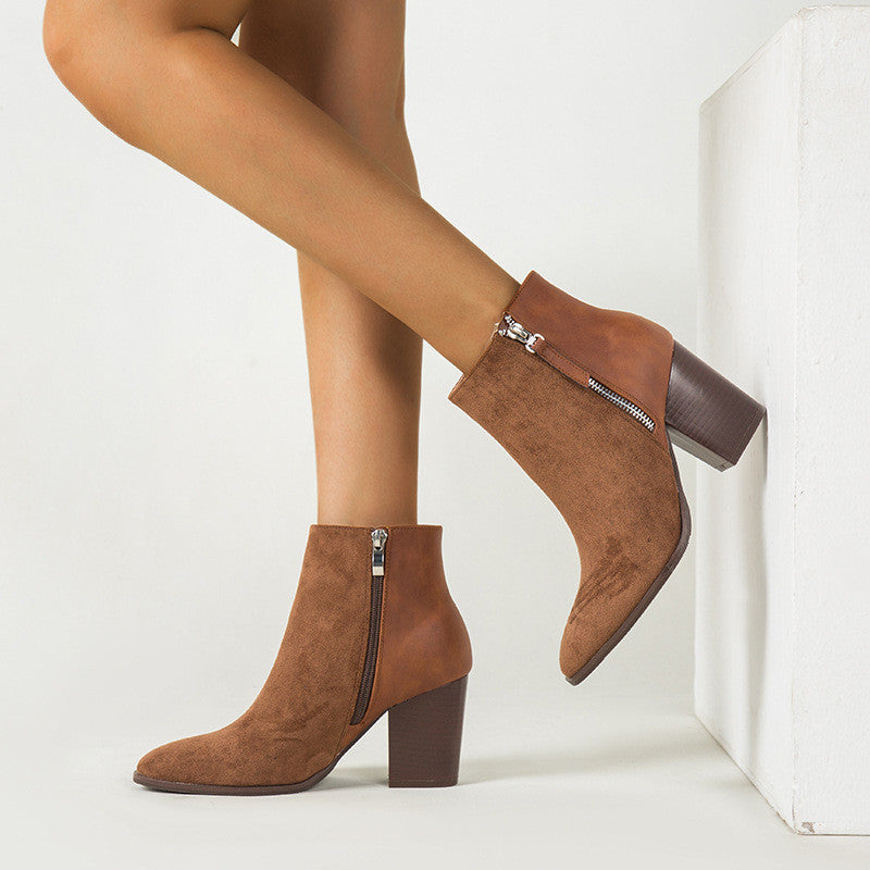 Damen Wildleder Stiefeletten | Elegante Boots mit Absatz