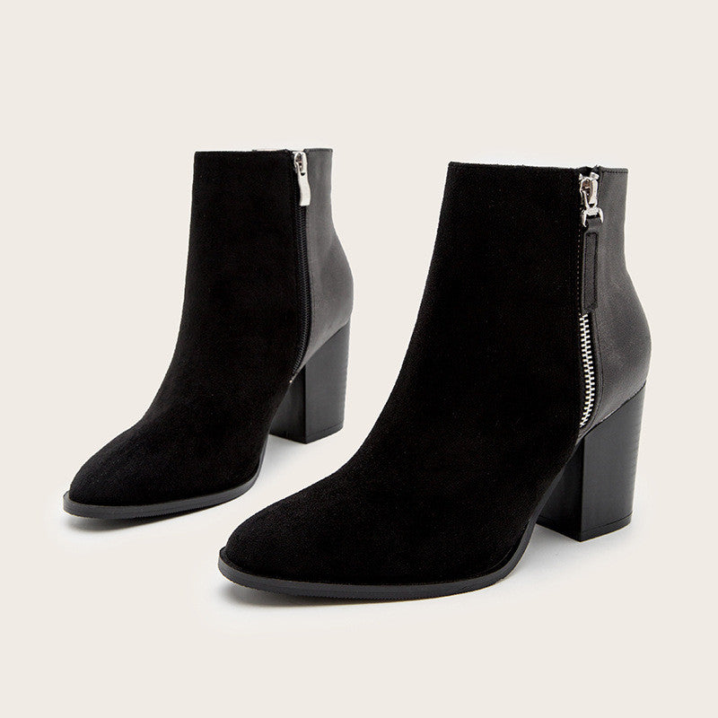 Damen Wildleder Stiefeletten | Elegante Boots mit Absatz