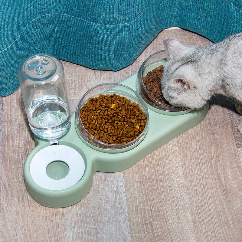 Double Bowl Water Fountain | Elevated Pet Food Dispenser Dog Cat