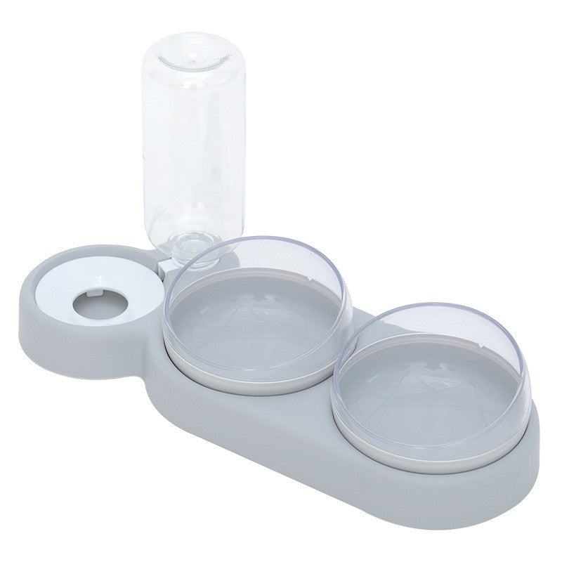 Double Bowl Water Fountain | Elevated Pet Food Dispenser Dog Cat