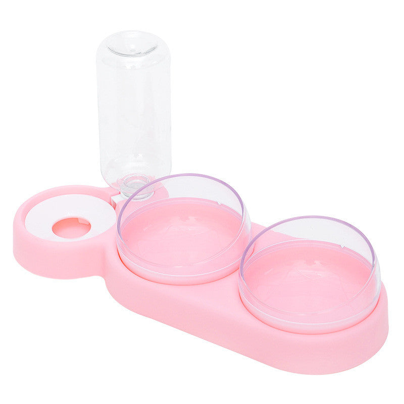 Double Bowl Water Fountain | Elevated Pet Food Dispenser Dog Cat