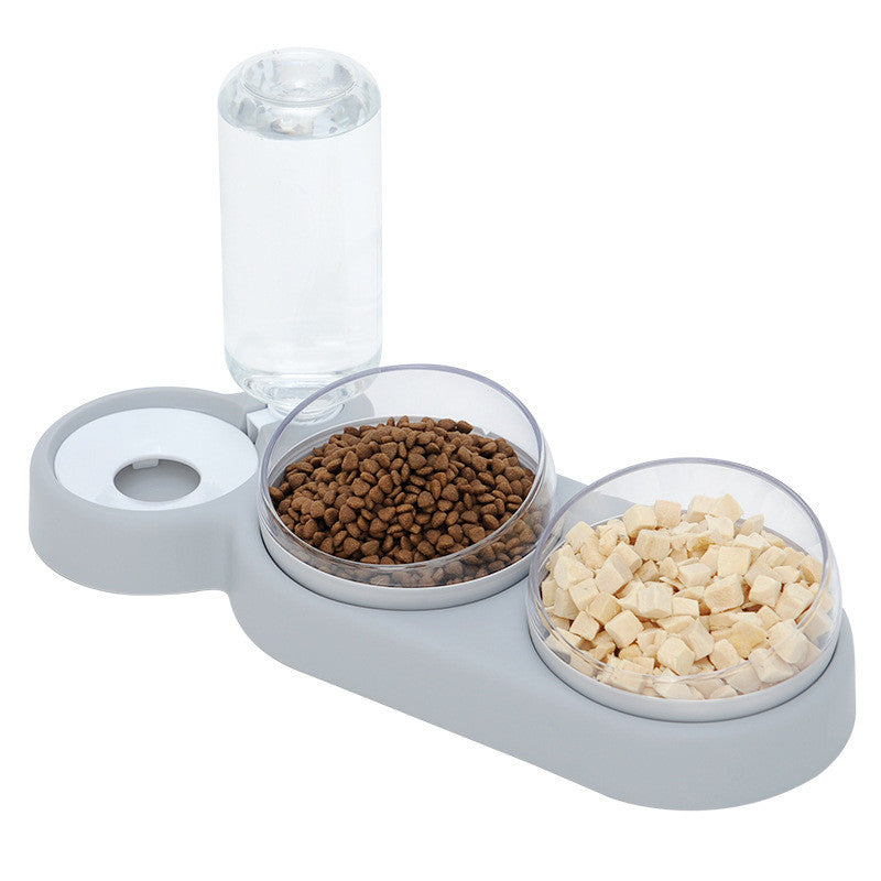 Double Bowl Water Fountain | Elevated Pet Food Dispenser Dog Cat