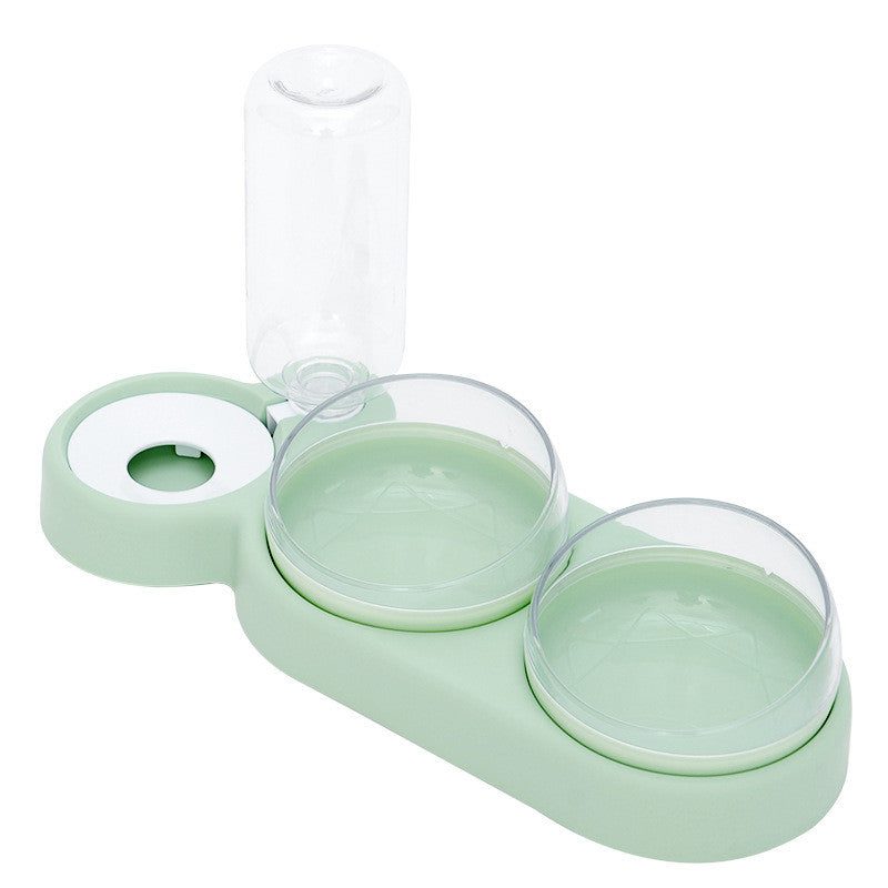Double Bowl Water Fountain | Elevated Pet Food Dispenser Dog Cat