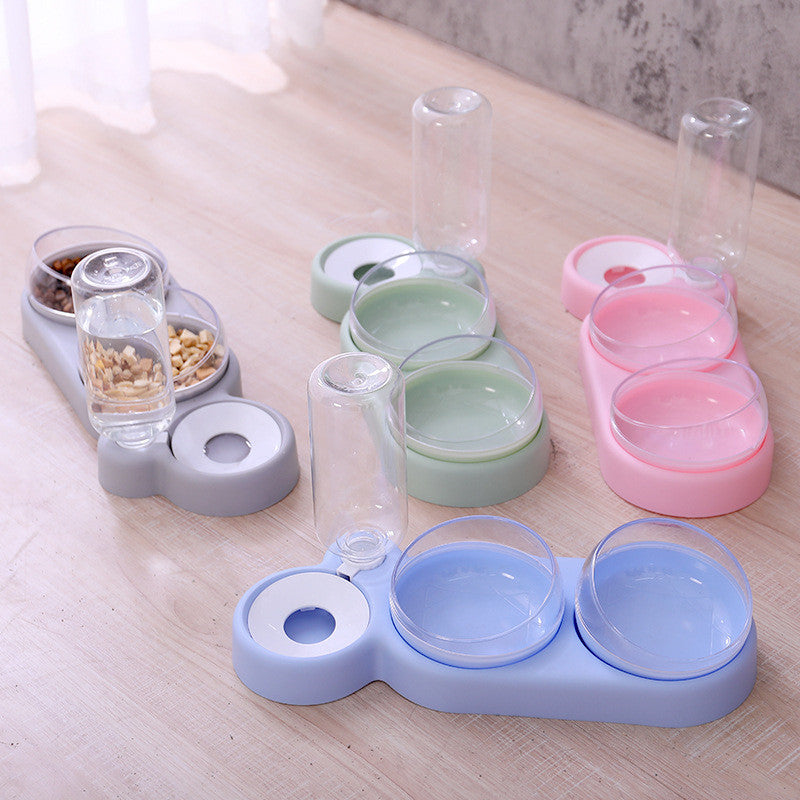 Double Bowl Water Fountain | Elevated Pet Food Dispenser Dog Cat