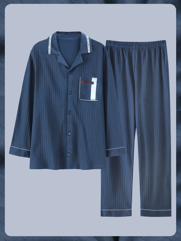 Herren Pyjama Set Warm Langarm | Winter Homewear Nachtwäsche