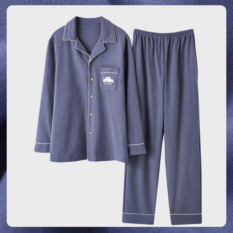 Herren Pyjama Set Warm Langarm | Winter Homewear Nachtwäsche