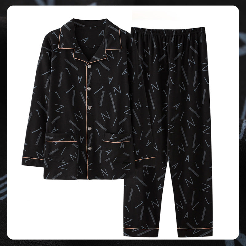 Men's Warm Long-Sleeved Pajama Set | Winter Homewear Nightwear