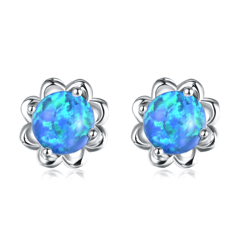 Blumen Opal-Ohrringe – Elegante Feminine Ohrhänger mit schimmerndem Opal