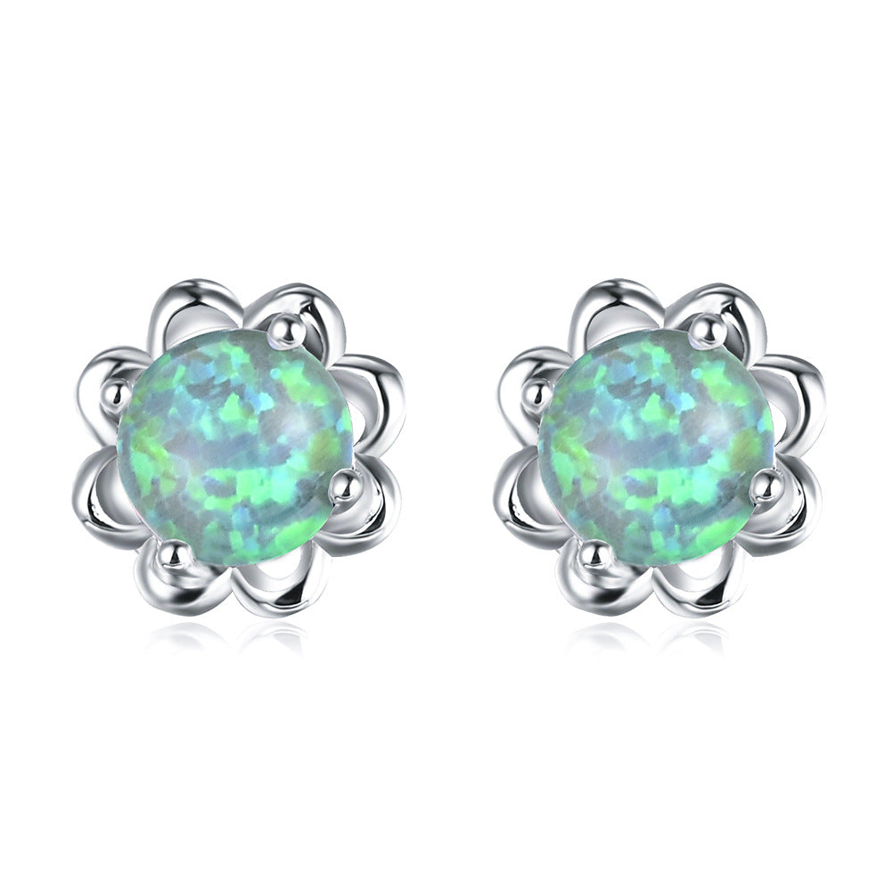 Blumen Opal-Ohrringe – Elegante Feminine Ohrhänger mit schimmerndem Opal