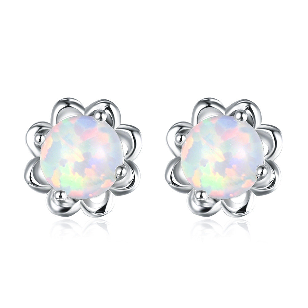Blumen Opal-Ohrringe – Elegante Feminine Ohrhänger mit schimmerndem Opal