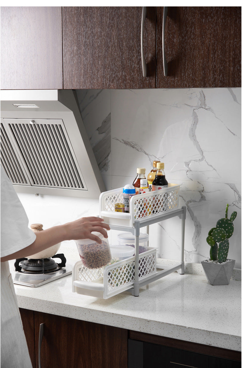 2-Tier Cabinet Organizer | Pull-Out Basket Kitchen Organization