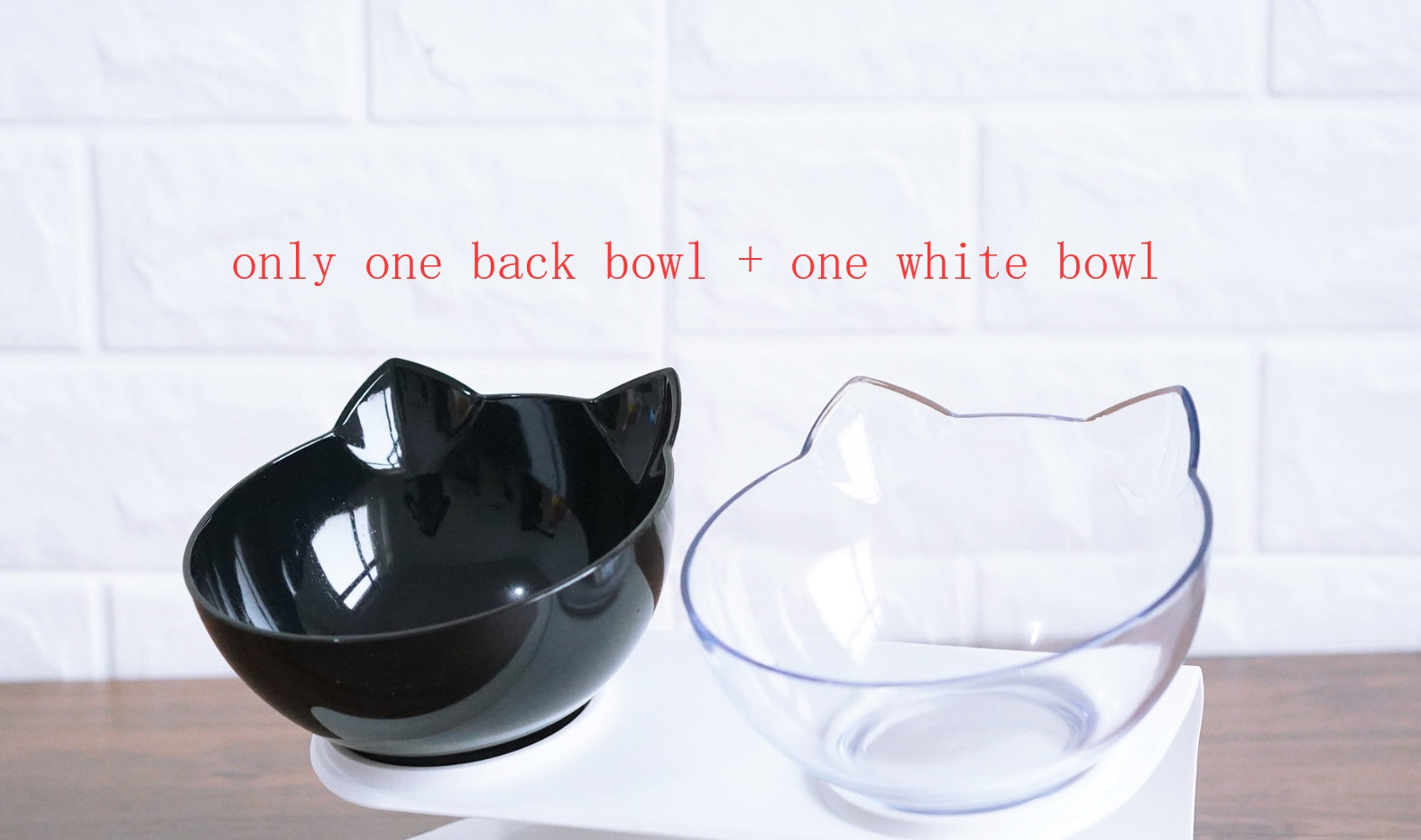 Slanted cat food bowl | Transparent cat ear design bowl