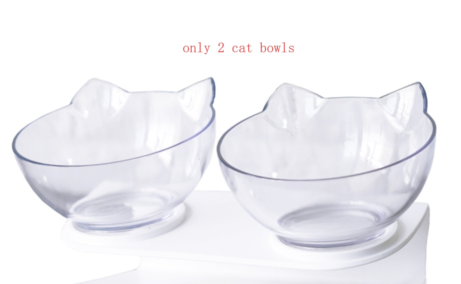 Slanted cat food bowl | Transparent cat ear design bowl