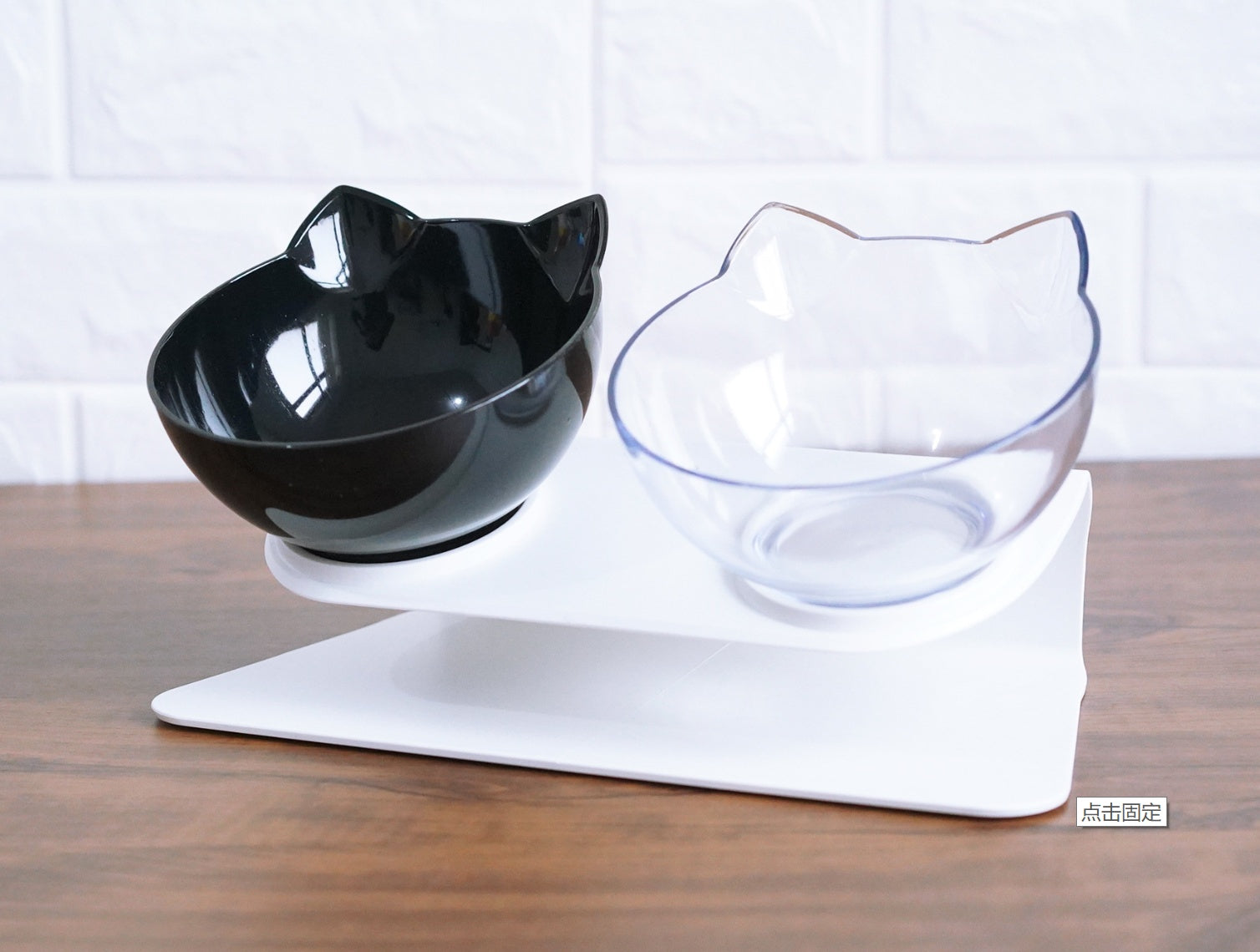 Slanted cat food bowl | Transparent cat ear design bowl