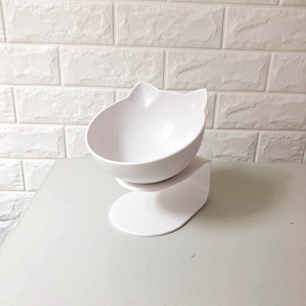 Slanted cat food bowl | Transparent cat ear design bowl