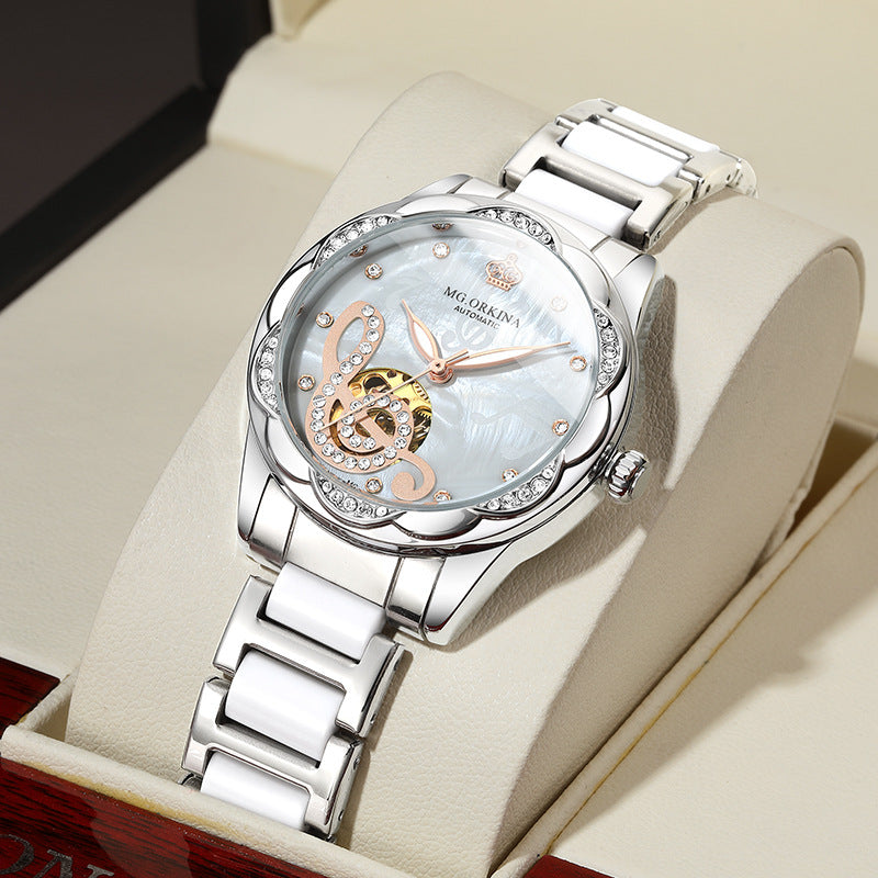 Luxury Women's Automatic Watch Ceramic | Elegant Designer Watch