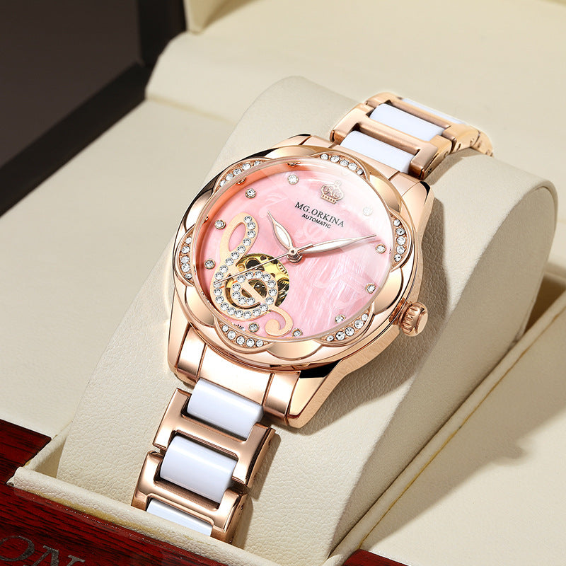 Luxury Women's Automatic Watch Ceramic | Elegant Designer Watch