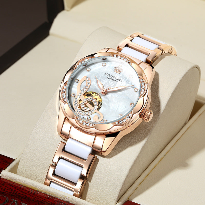 Luxury Women's Automatic Watch Ceramic | Elegant Designer Watch