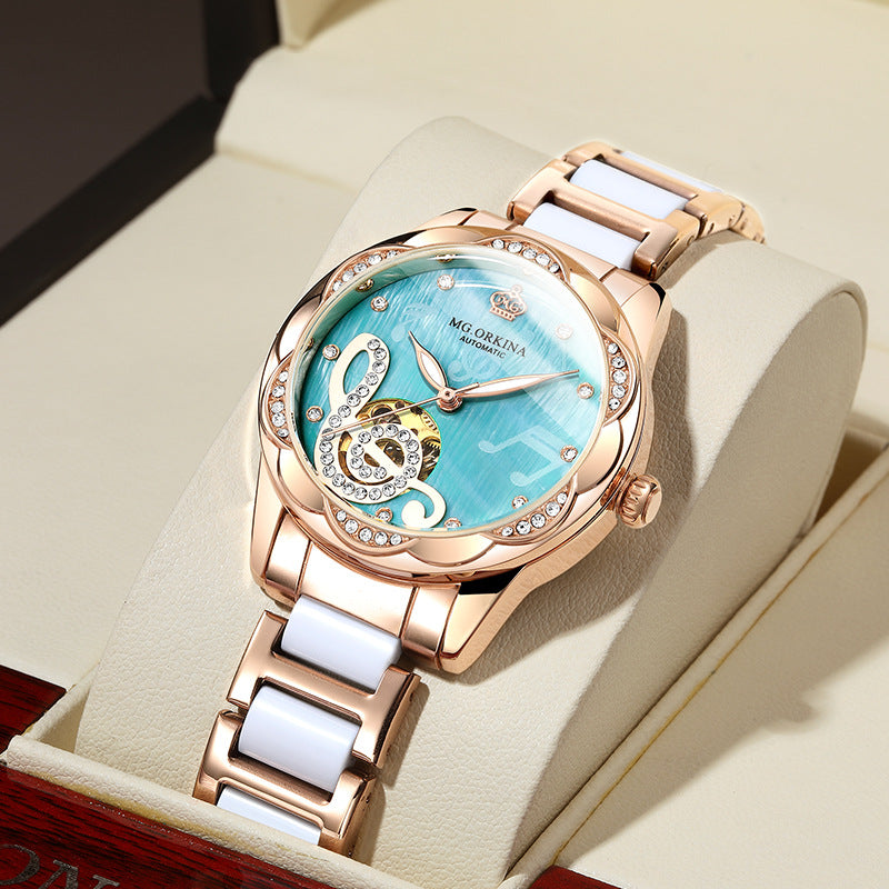 Luxury Women's Automatic Watch Ceramic | Elegant Designer Watch