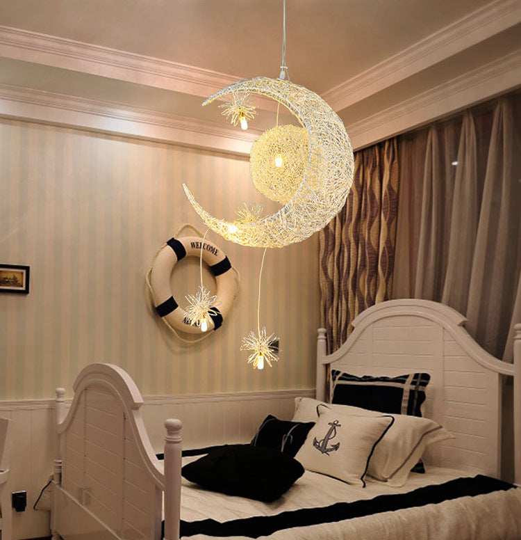 LED Star Moon Pendant Lamp Kids' Room Bedroom Design Lamp