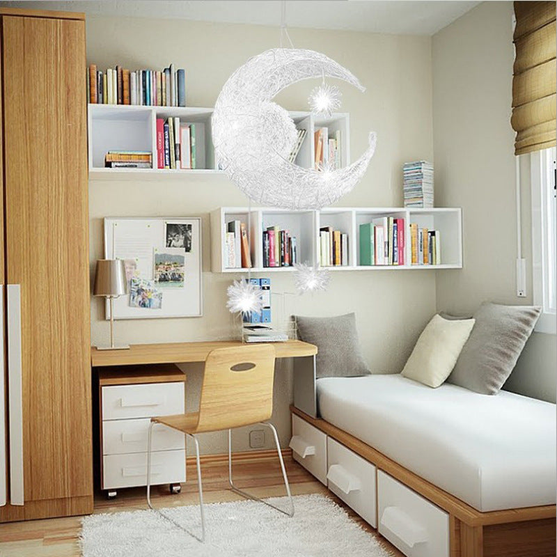 LED Star Moon Pendant Lamp Kids' Room Bedroom Design Lamp