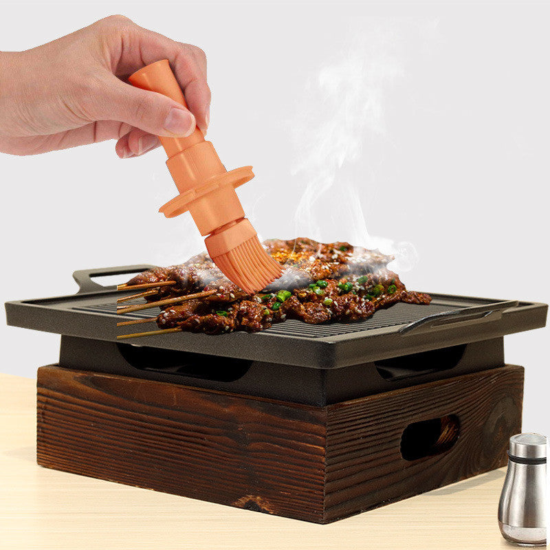 Smokeless Korean BBQ Grill Pan with Wooden Handle & Wooden Seat Design