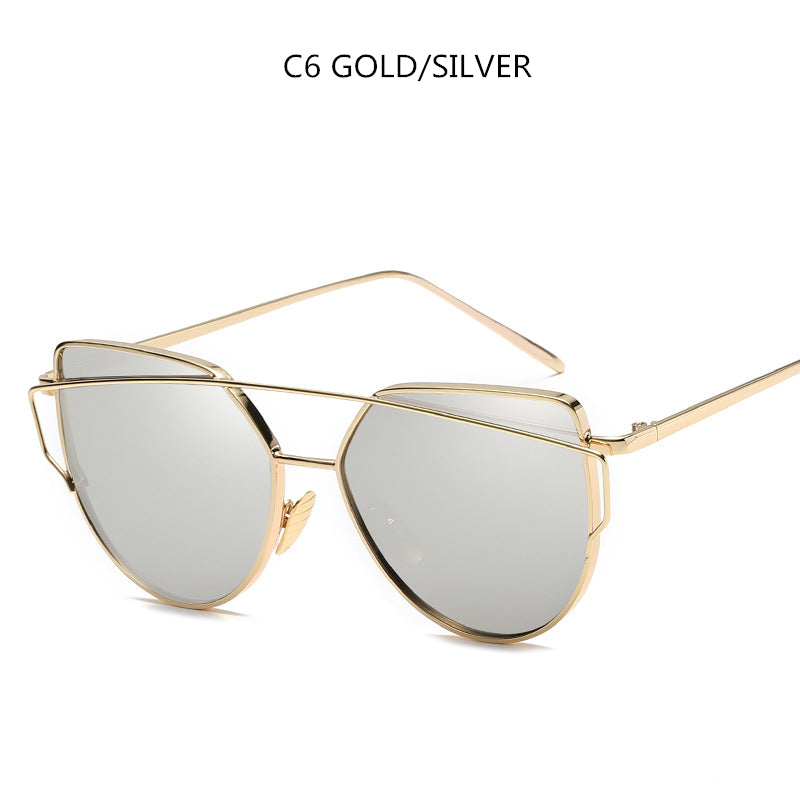 Luxus Cat-Eye Sonnenbrille Damen | Retro Metallrahmen UV400