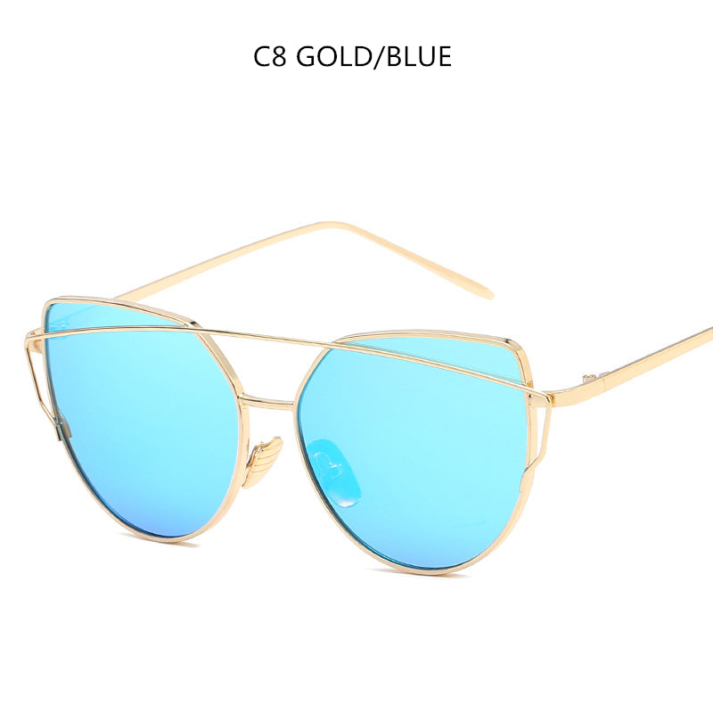 Luxus Cat-Eye Sonnenbrille Damen | Retro Metallrahmen UV400