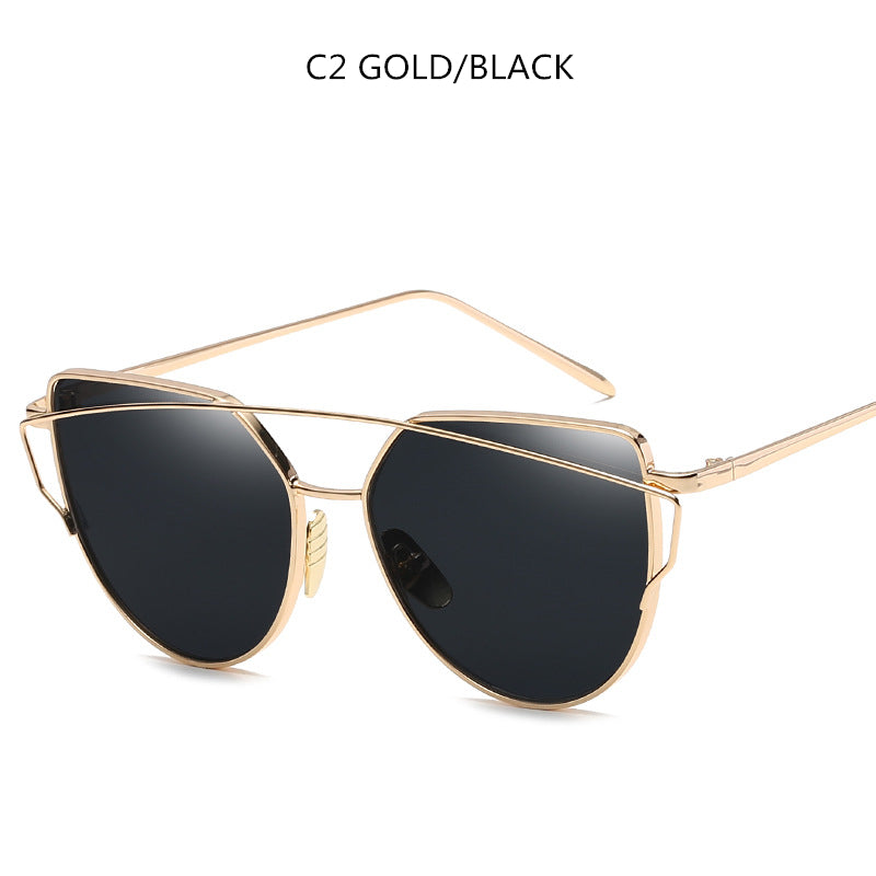 Luxus Cat-Eye Sonnenbrille Damen | Retro Metallrahmen UV400