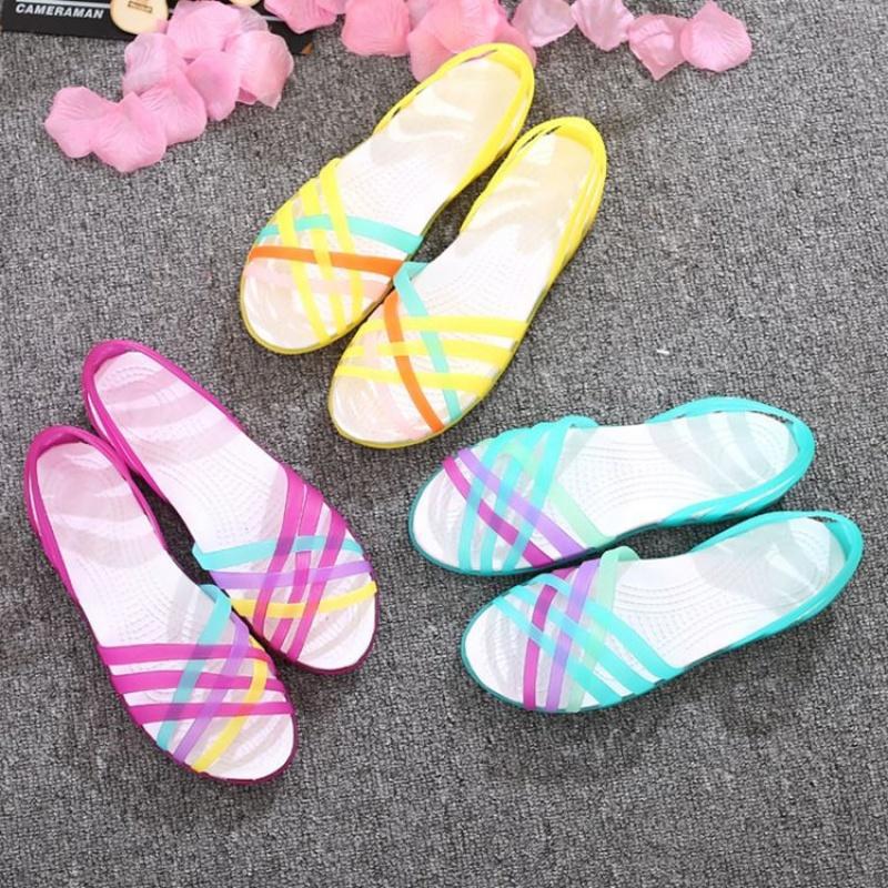 Damen Jelly Sandalen Sommer | Leicht Flach Casual Schuhe
