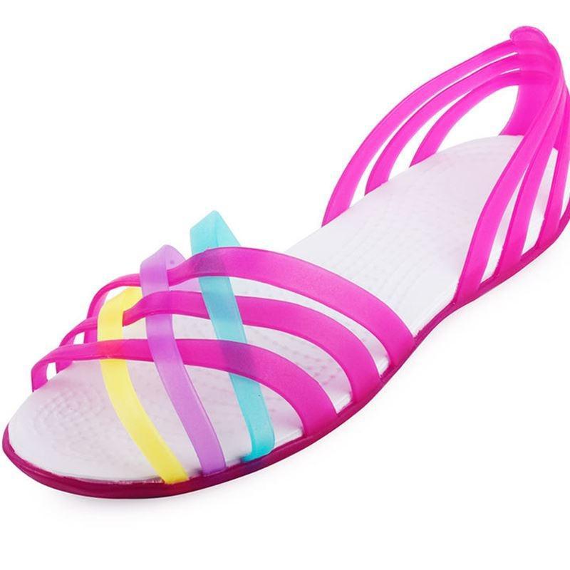 Damen Jelly Sandalen Sommer | Leicht Flach Casual Schuhe