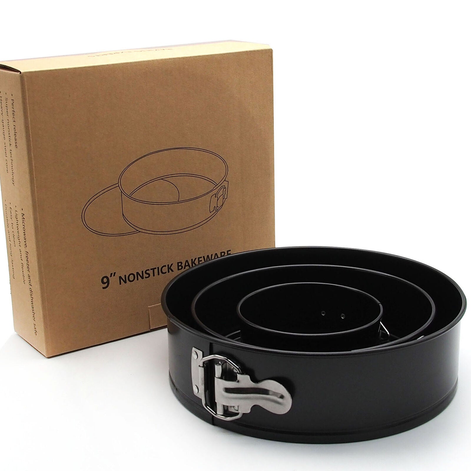 3-Piece Non-Stick Springform Pan Set – Round Cake Pans Baking Set