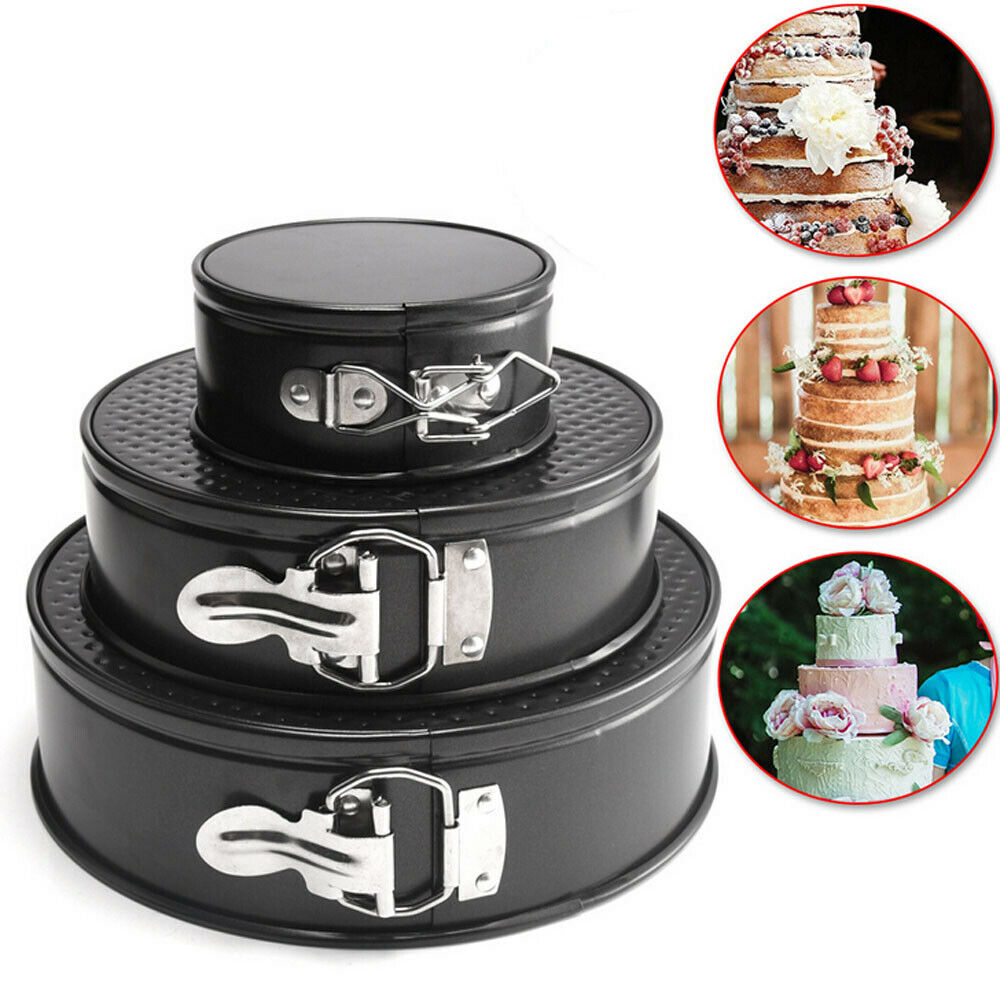 3-Piece Non-Stick Springform Pan Set – Round Cake Pans Baking Set