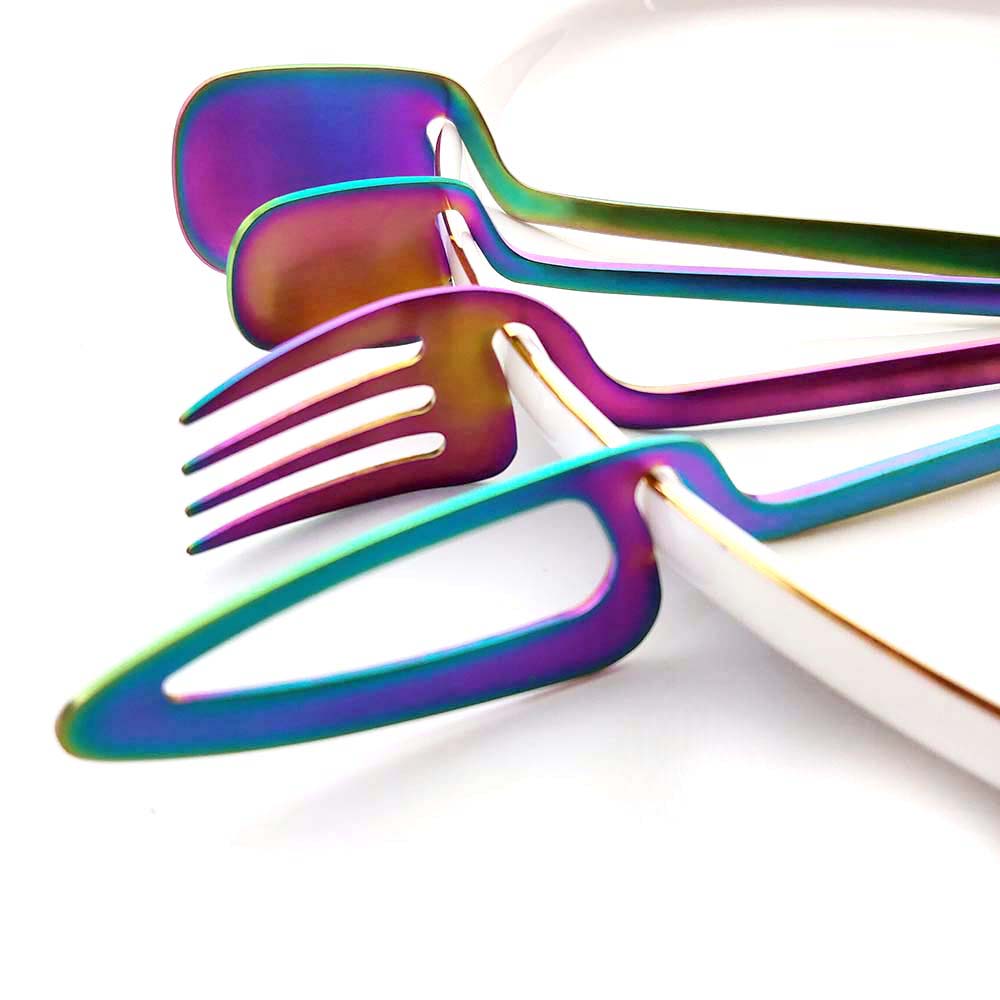 Rainbow Cutlery Set Matte Gold Stainless Steel | Modern Flatware Set