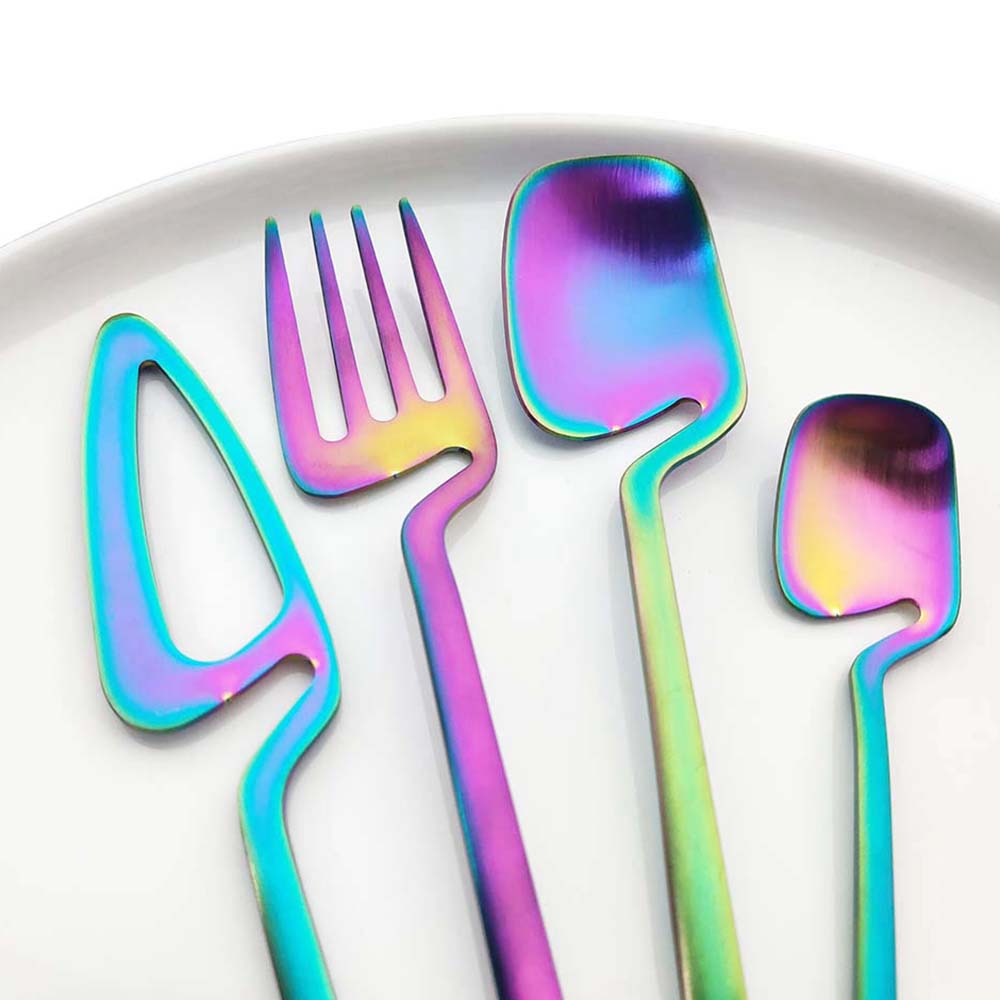 Rainbow Cutlery Set Matte Gold Stainless Steel | Modern Flatware Set