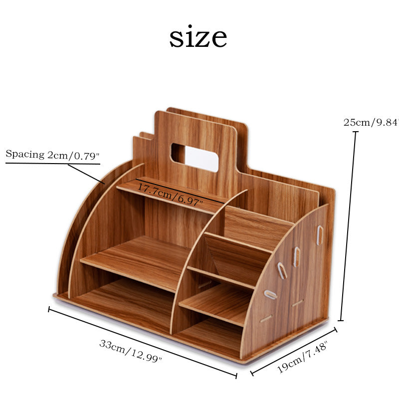 Wood Desk Organizer | Document Tray Office Shelf