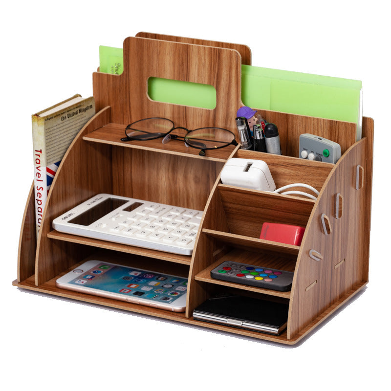 Wood Desk Organizer | Document Tray Office Shelf