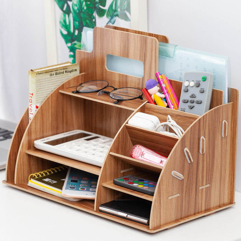 Wood Desk Organizer | Document Tray Office Shelf