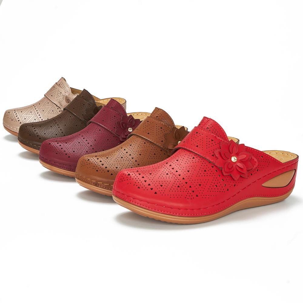 Damen Keilsandalen Sommer | Blumen Plateau Sandalen bequem