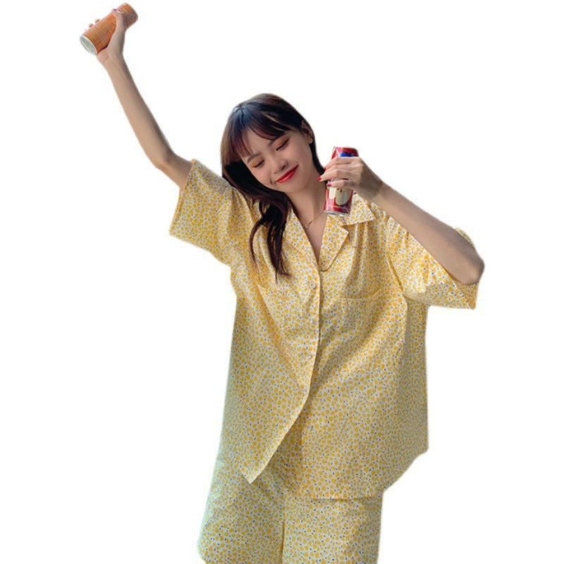 Women's Yellow Pajamas | Cute Short-Sleeved Two-Piece Sleepwear