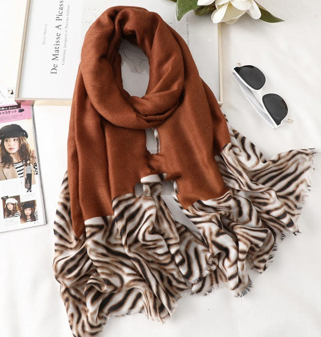 Cotton Scarf Leopard Print Lightweight Long Women Men Elegant