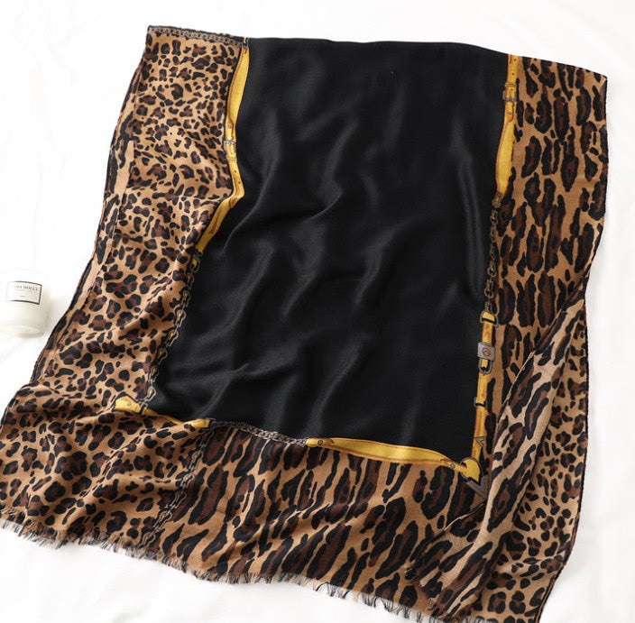 Cotton Scarf Leopard Print Lightweight Long Women Men Elegant