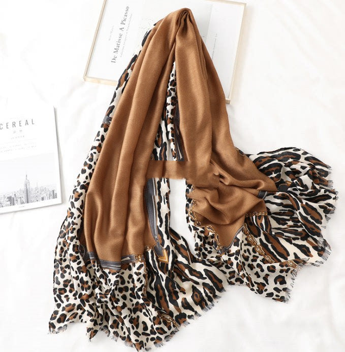 Cotton Scarf Leopard Print Lightweight Long Women Men Elegant