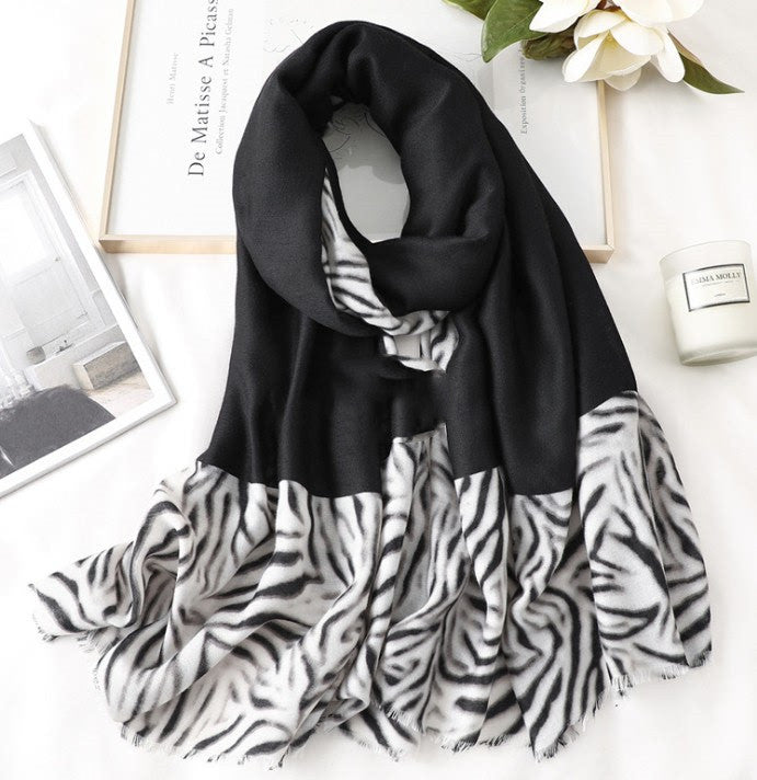 Cotton Scarf Leopard Print Lightweight Long Women Men Elegant