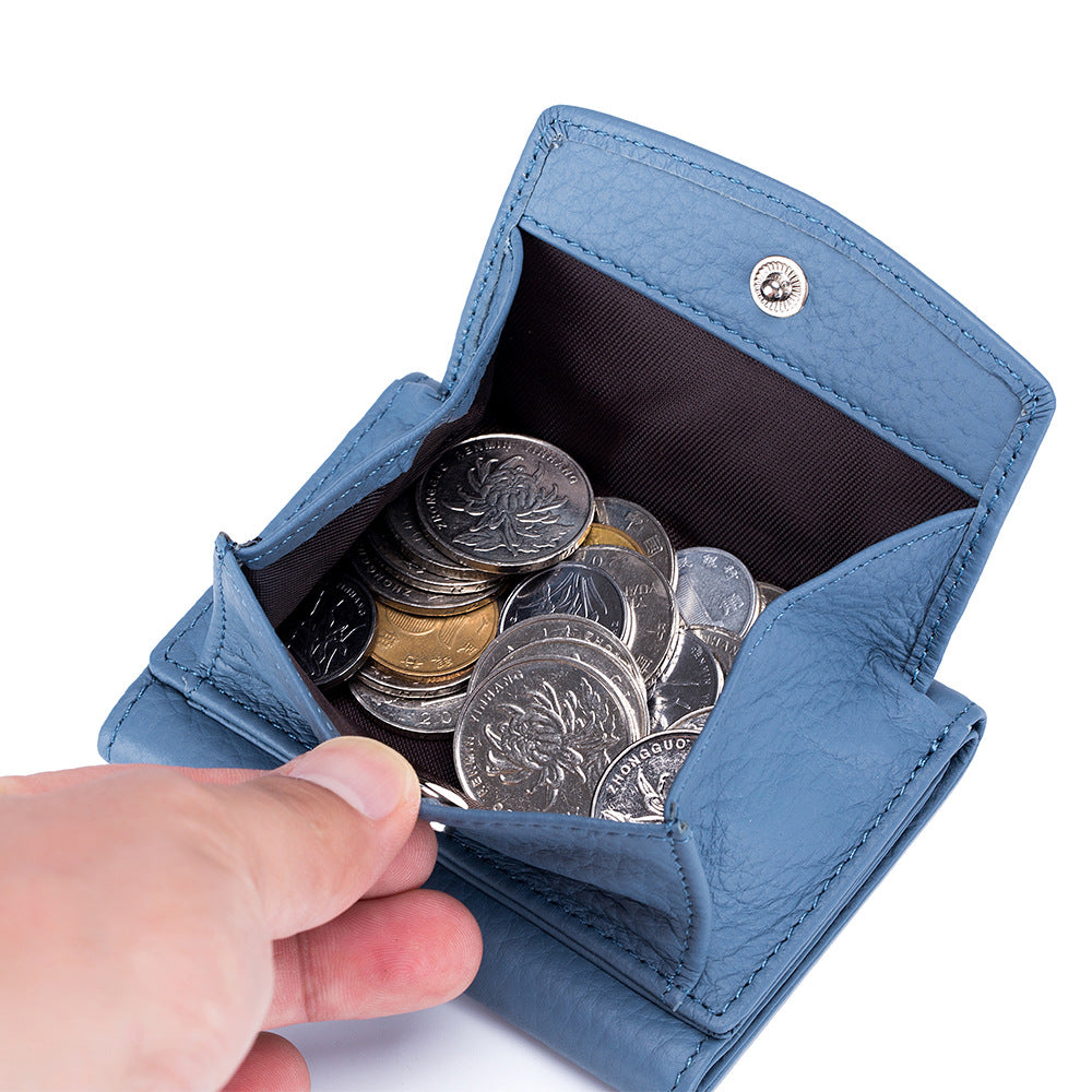 Women's Mini Leather Wallet | Small Short Wallet with Coin Pocket