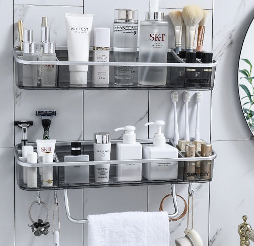 Corner Shelf Bathroom | Wall Shelf with Hooks | Modern Shower Caddy