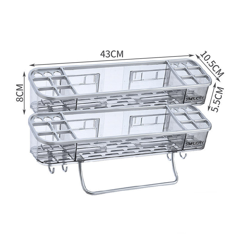 Corner Shelf Bathroom | Wall Shelf with Hooks | Modern Shower Caddy