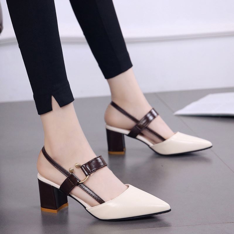 Summer Gentle Thick-heeled High Heels Shoes Closed-toe Sandals For Women