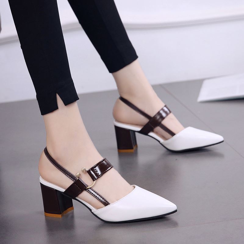 Summer Gentle Thick-heeled High Heels Shoes Closed-toe Sandals For Women